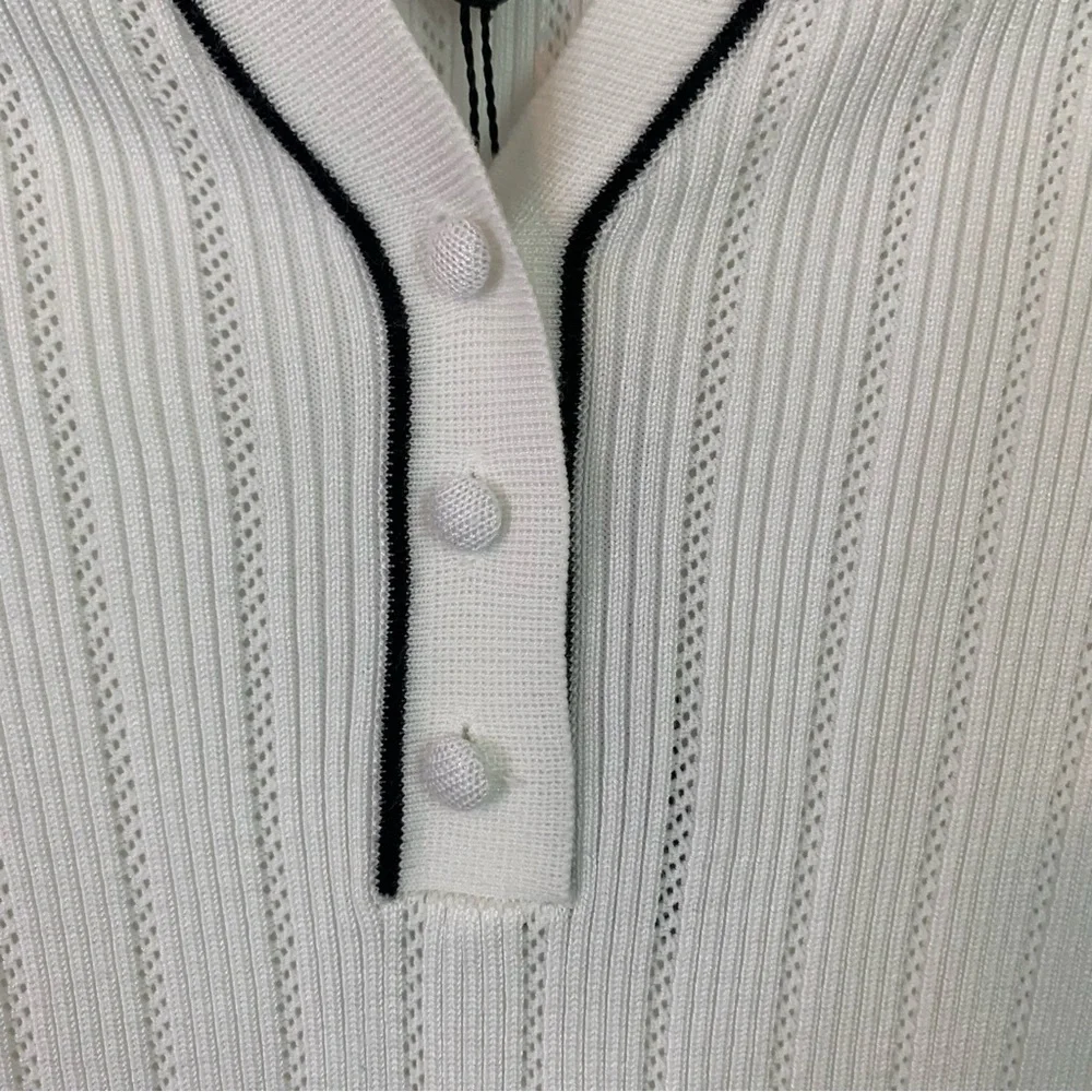 NWT Adrianna Papell Textured Knit Polo Top, Size M - Picture 5 of 10